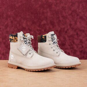 Timberland Women 6-inch Premium Waterproof Light Taupe Nubuck Boots size 7